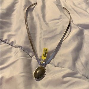 Gem and silver necklace